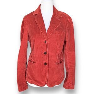 London Jean Rust Corduroy Blazer Jacket Fitted Tailored Stretch Retro Size 8